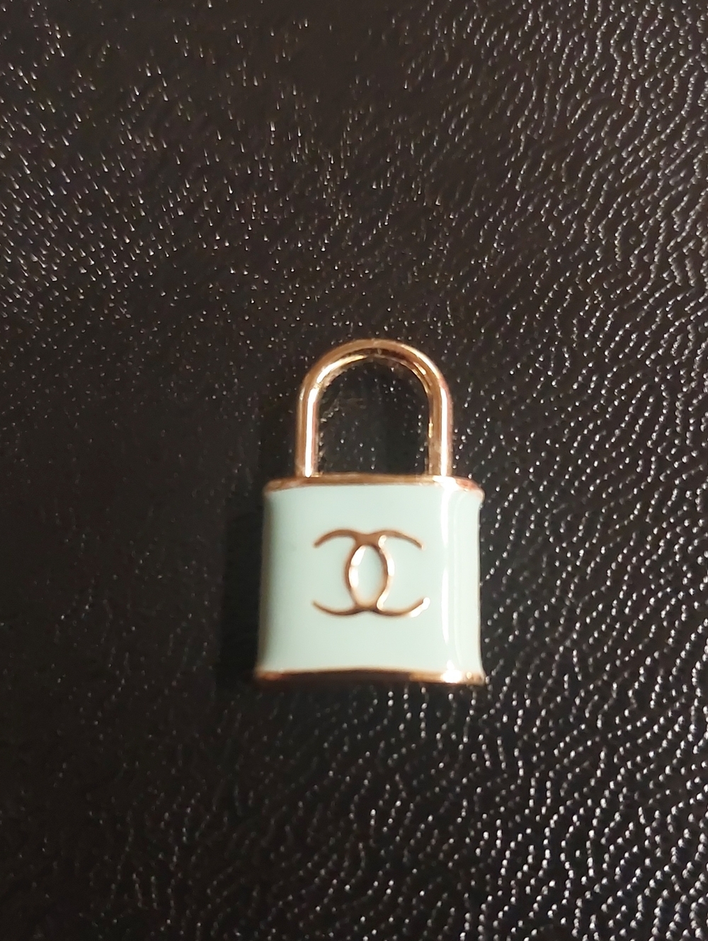 CC Gold & Baby Blue Mini Padlock Charm Pendant